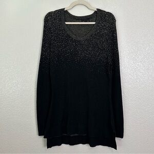 Metaphor Black Sparkle Scoop Neck High-Low Sweater, Size XL
